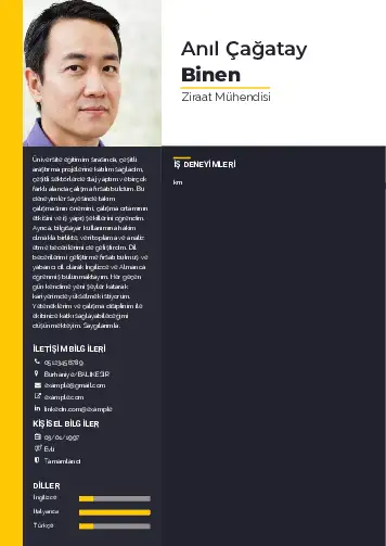 Ziraat Mühendisi Cv Örnekleri cv indir